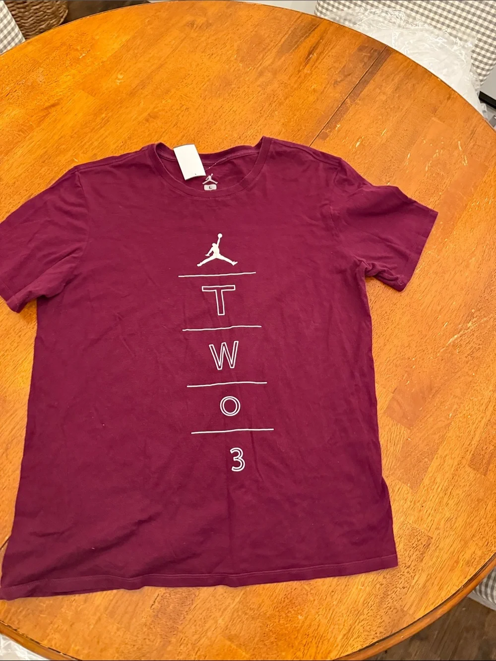 Jordan Men's Burgundy 'TWO 3' Graphic Tee Large